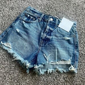 PISTOLA Nova “Corvette Distressed” NWT Cut off denim jean shorts size 0/24